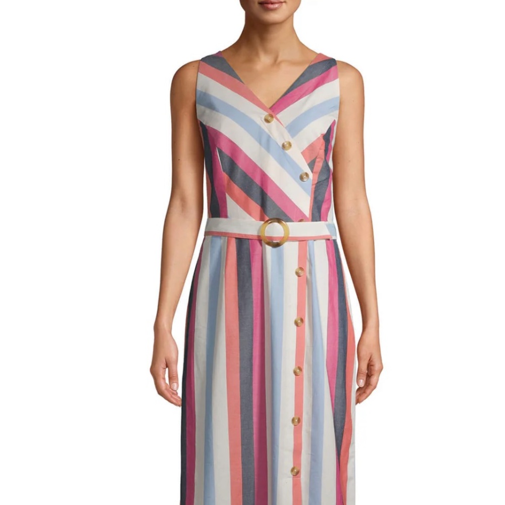 Time and Tru Multicolor Striped  Sleeveless Dress 100% cotton